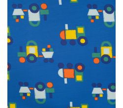French Terry Print, Toot Toot, Royal