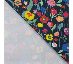 French Terry Print, Colourful Flowers
