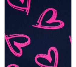 French Terry Neon Print, Neon Heart, Navy
