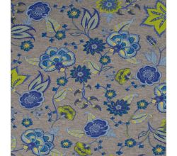French Terry Melange Print, Flowers, Lilac Green