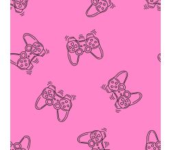 French Terry Neon Print (Game Controler), Fuchsia Neon