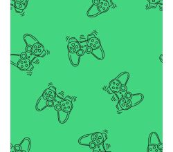 French Terry Neon Print (Game Controler), Green Neon