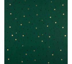 Cotton Poplin Foil Print, Stars, Green