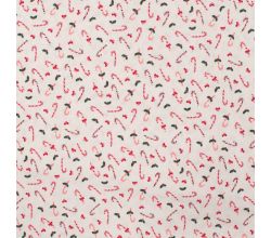 Cotton Poplin, Candy Canes, White