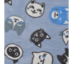 Cuddle Fleece Double Face - Cats & Cat Paws, Blue