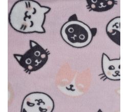 Cuddle Fleece Double Face, Cats & Cat Paws, Dusty Pink