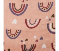 Cuddle Fleece Double Face, Rainbow + Hearts, Poudre
