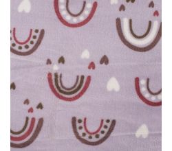 Cuddle Fleece Double Face - Rainbow + Hearts, Lilac