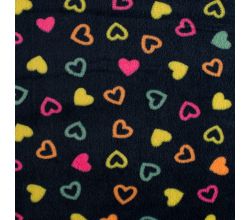 Cuddle Fleece Double Face - Hearts, Navy Multi (Ilitex)