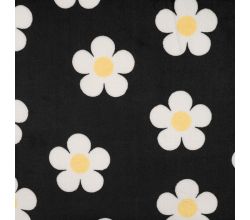 Cuddle Fleece Print + Uni, Flowers, Black