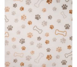Cute Fleece Print, Paws And Bones, Off White
