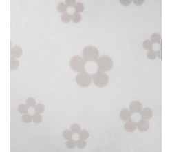 Cute Fleece Print, Flowers, Off White