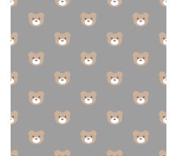 Cute Fleece Print, Bear, Grey