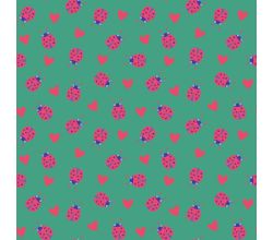 Cute Fleece Print, Ladybug, Green