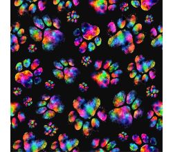 Cute Fleece Print, Paws, Multicolor