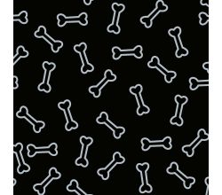 Cute Fleece Print, Bones, Black