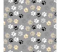 Cute Fleece Print, Paws, Grey