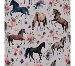 Alpenfleece Digital Print, Horses, Sand