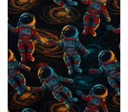 Alpenfleece Digital Print, Astronaut, Black