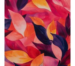 Alpenfleece Digital Print, Leaves, Coral
