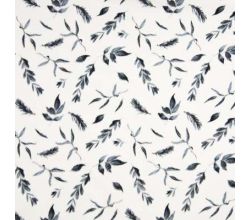 Nicky Velour Print, Leaves, Blue