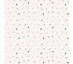 Nicky Velour Print, Hearts, Off White