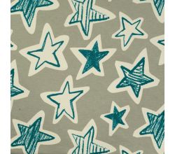 French Terry Melange Print, Stars, Khaki