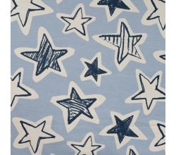 French Terry Melange Print, Stars, Dusty Blue