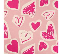 French Terry Melange Print, Hearts, Poudre