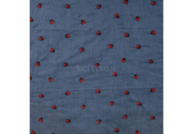 Chambray Embroidery Ladybug - Ladybug, Denim