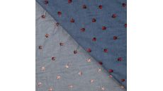 Chambray Embroidery Ladybug - Ladybug, Denim