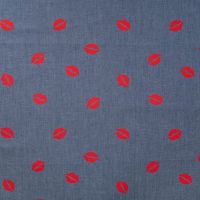 Chambray Print Kiss - Lips, Denim