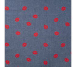 Chambray Print Kiss, Lips, Denim