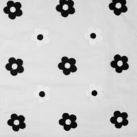 Cotton Voile Embroidery - Flowers, Black/White