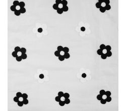 Cotton Voile Embroidery, Flowers, Black/White