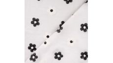 Cotton Voile Embroidery - Flowers, Black/White