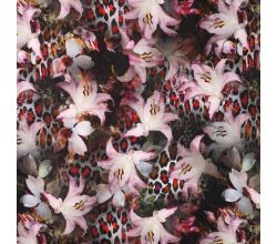 French Terry Digital Print, Lily, Red