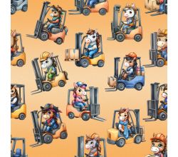 French Terry Digital Print, Working Animals