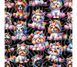 French Terry Digital Print, Unicorn Dogs
