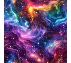 French Terry Digital Print, Space, Multicolor