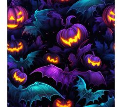 French Terry Digital Print, Purple Pumpkins
