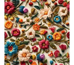 French Terry Digital Print, Flowers, Dusty Mint