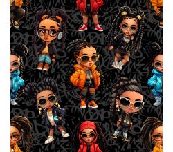 French Terry Digital Print, Hiphop, Black