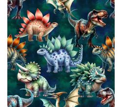 Jogging Digital Print, Cute Dinos, Petrol