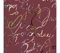 Soft Shell "Rainy" Print, Words, Bordeaux
