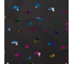 Soft Shell Foil Print, Butterflies, Black Multi Foil