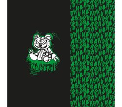 French Terry Digital Panel, Melting Bear Panel, Green Black