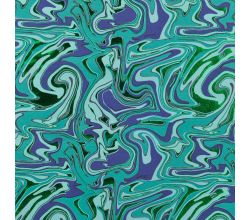 French Terry Foil, Waves, Emerald