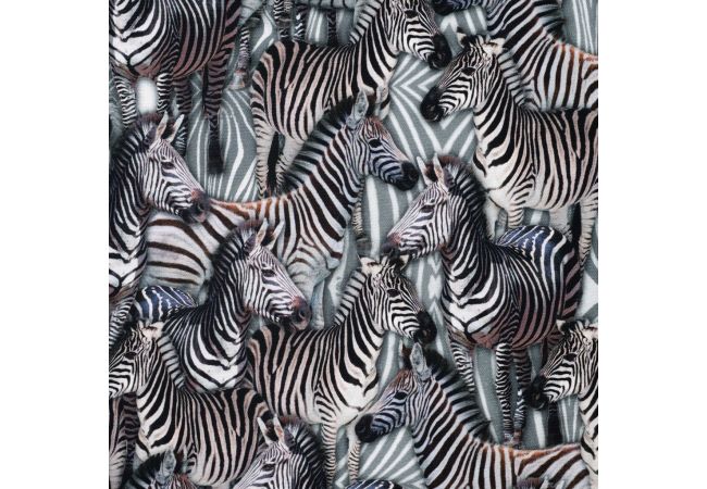 Half Panama Digital Print - Zebra, Black