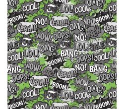 Melange Fleeceprint, Boom Oops, Lime